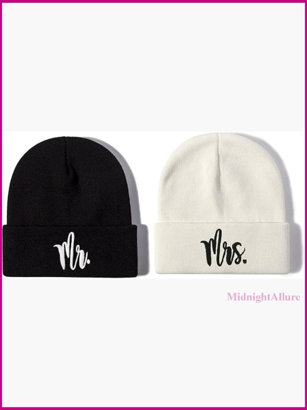 Mr and Mrs Beanie Hats Set Knit Winter Couple Beanie Unisex